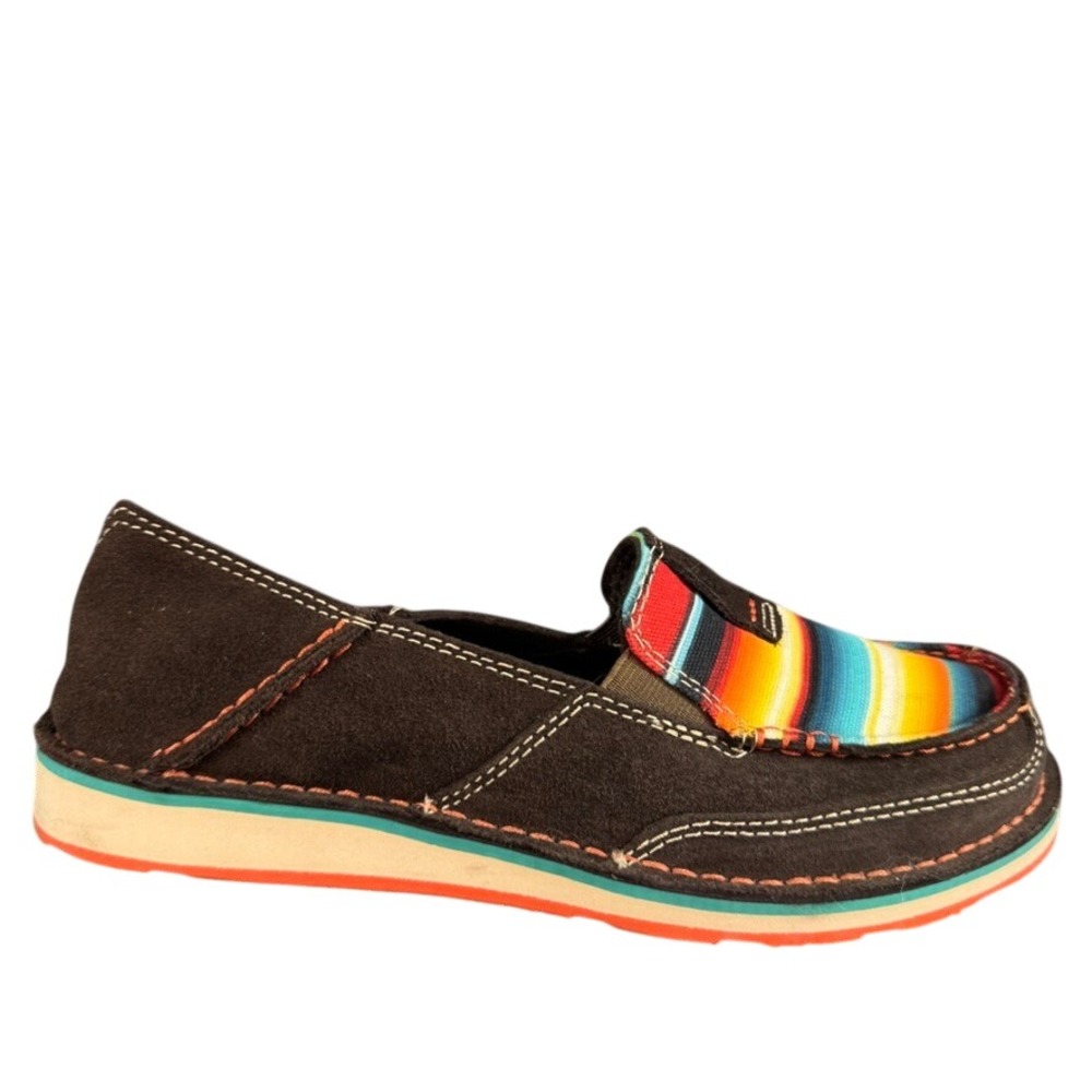 Ariat Cruiser Serape Suede Slip On Loafers Brown Multi Western Moc Toe Shoes 6